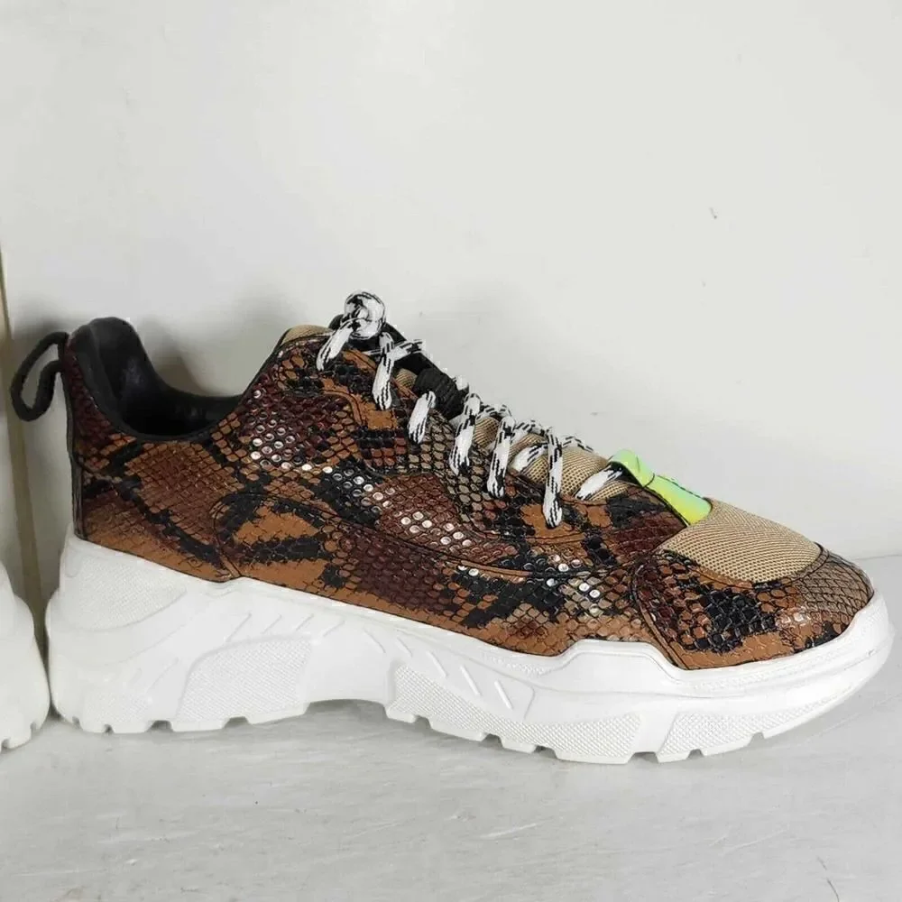 John Geiger Men's 003 US 7 Brown Python Law Top Casual Fashion Sneakers Shoes